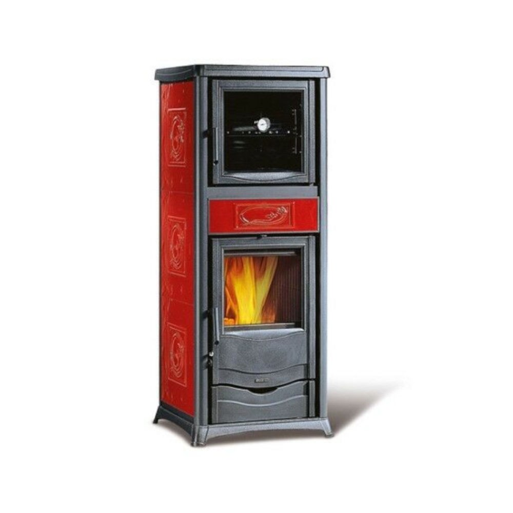 Stufa a legna Nordica Rossella Plus Forno Evo bordeaux