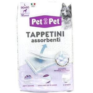 Tappetini assorbenti per cani e cuccioli (con angoli adesivi) Pet & Pet, confezione da 10 pezzi 90x60