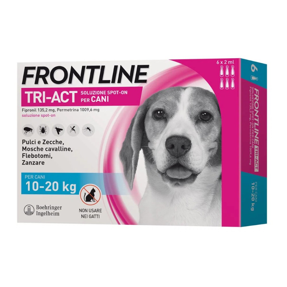 Frontline TRI ACT soluzione spot-on per cani 10-20 kg, Confezione 6 pipette da 2 ml