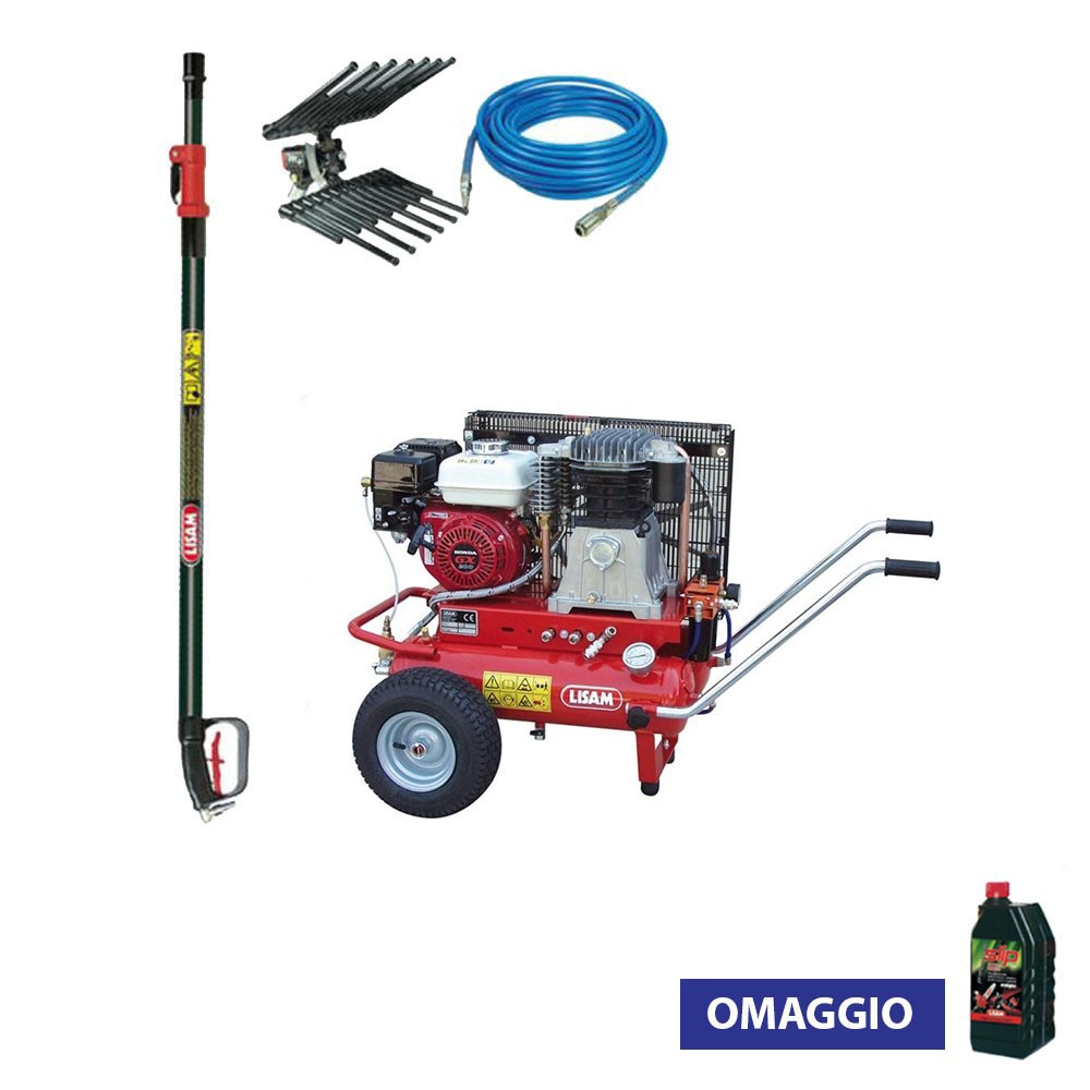 Kit Motocompressore Lisam LM500/30 motore Honda GX 160 1 Operatore + 1 Abbacchiatore MG Turbo