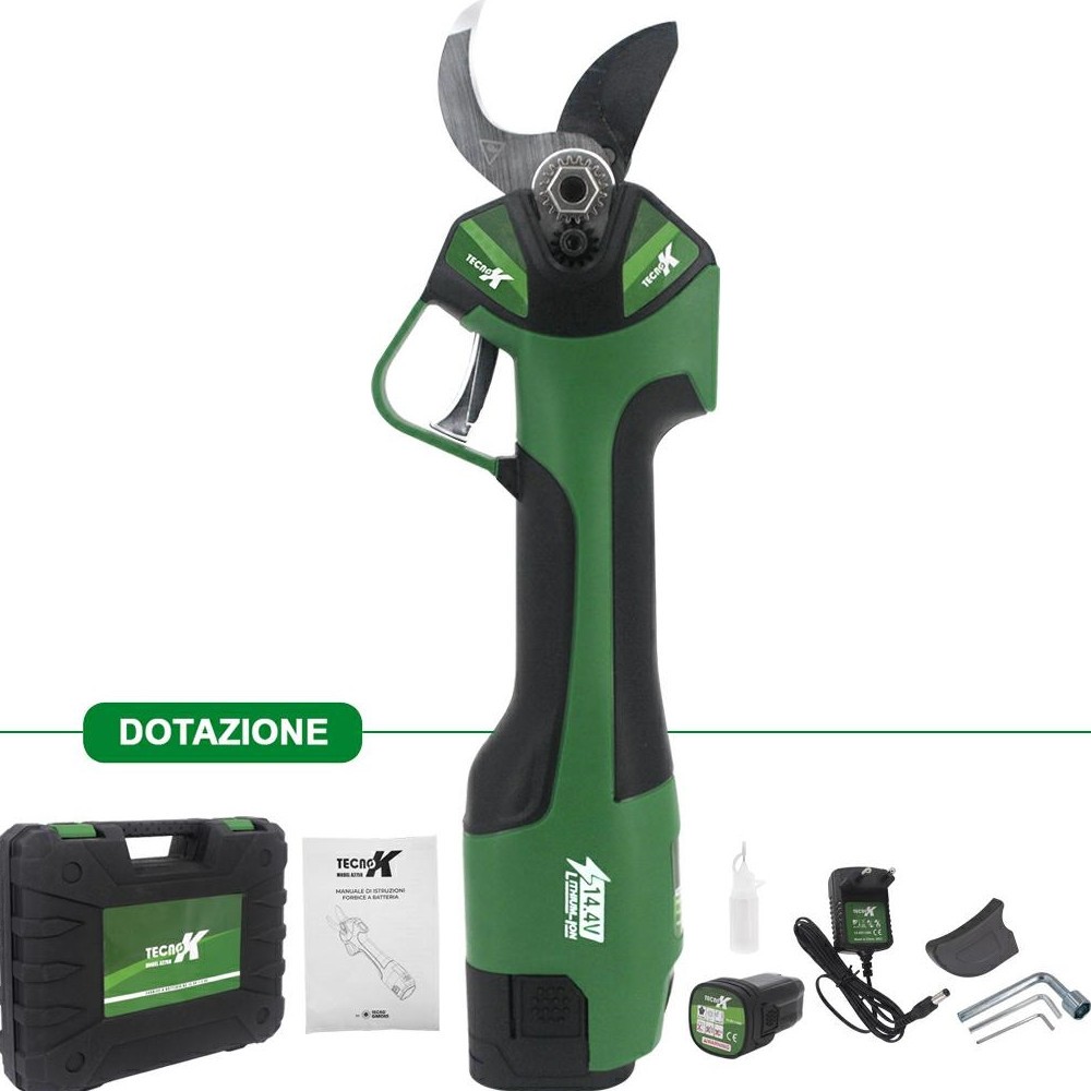 Forbici a batteria TecnoK con 2 batterie 14.4 V - 1.5 Ah e Caricatore