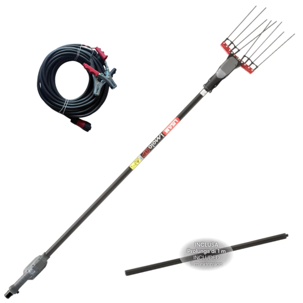 Abbacchiatore elettrico Lisam IMOLA GP completo di cavo 15 mt e asta di prolunga da 1 mt
